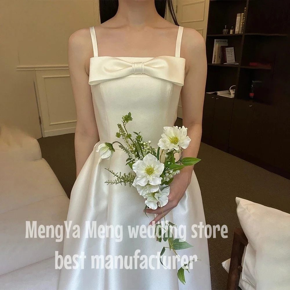 ZHUISHU 2025 Elegant Soft Korea Satin Wedding Dress Photo Shoot Square Neck Sleeveless A Line Bridal Gown 웨딩드레스 customized