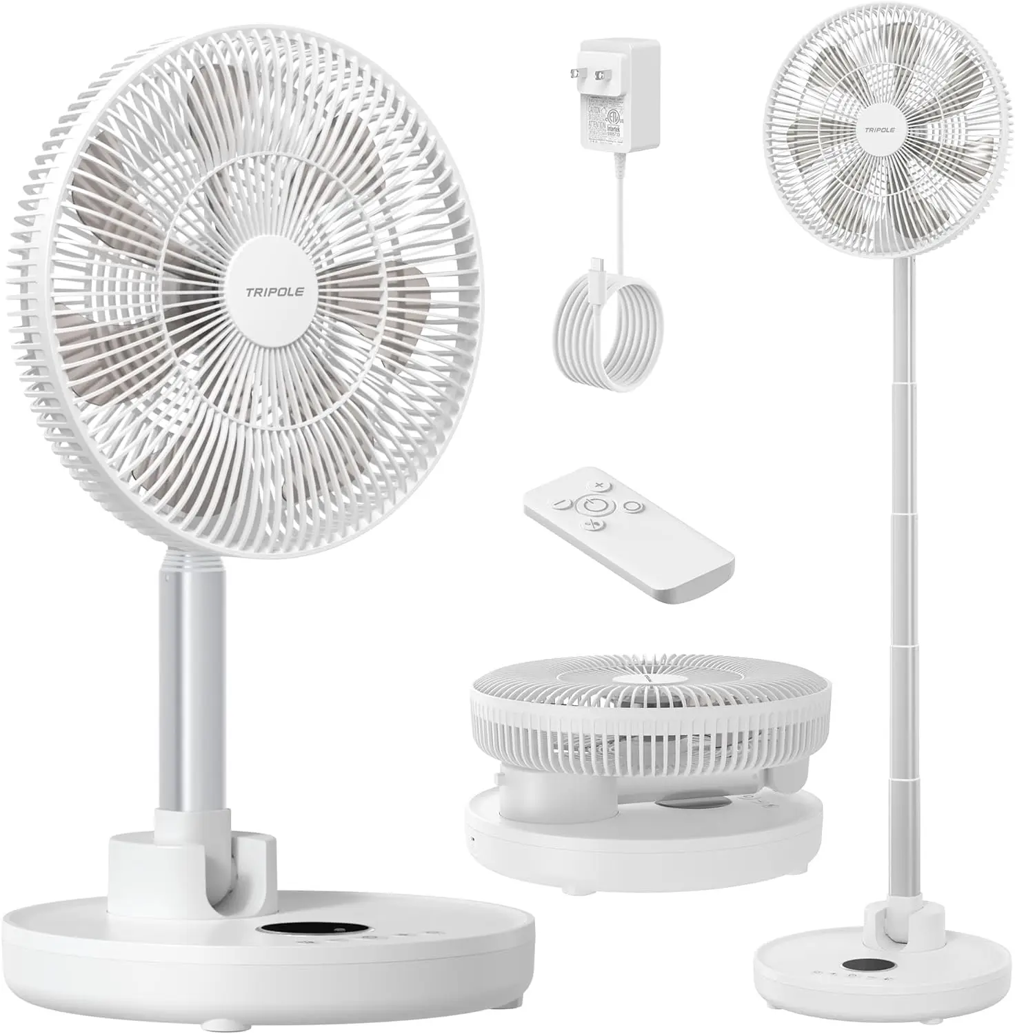 

Fan, Rechargeable Battery Operated Quiet Height Adjustable Floor Fan with Remote Timer, Foldaway Portable Fan for Bedroom Home