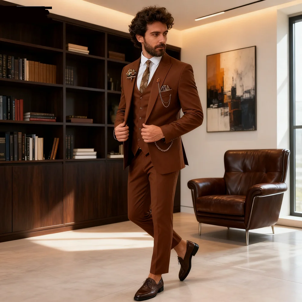 

Formal Monochromatic Wedding Tuxedos for Men Bachelor Party Graduation Celebration Snoking Outfit Men's Clothing Set