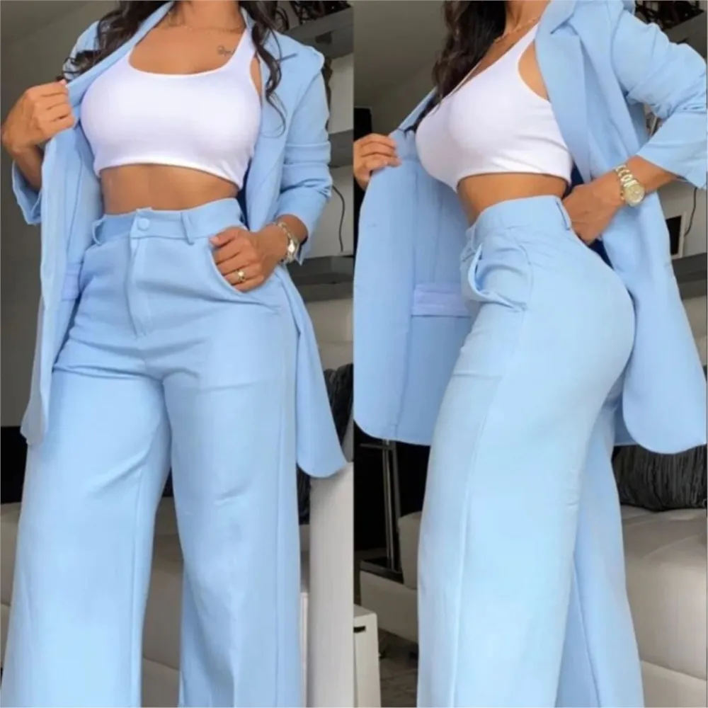 Casual Women Pant Sets 2024 Fashion Office Lady Long Sleeve Blazers And Pants New In Two Piece Set Outfit