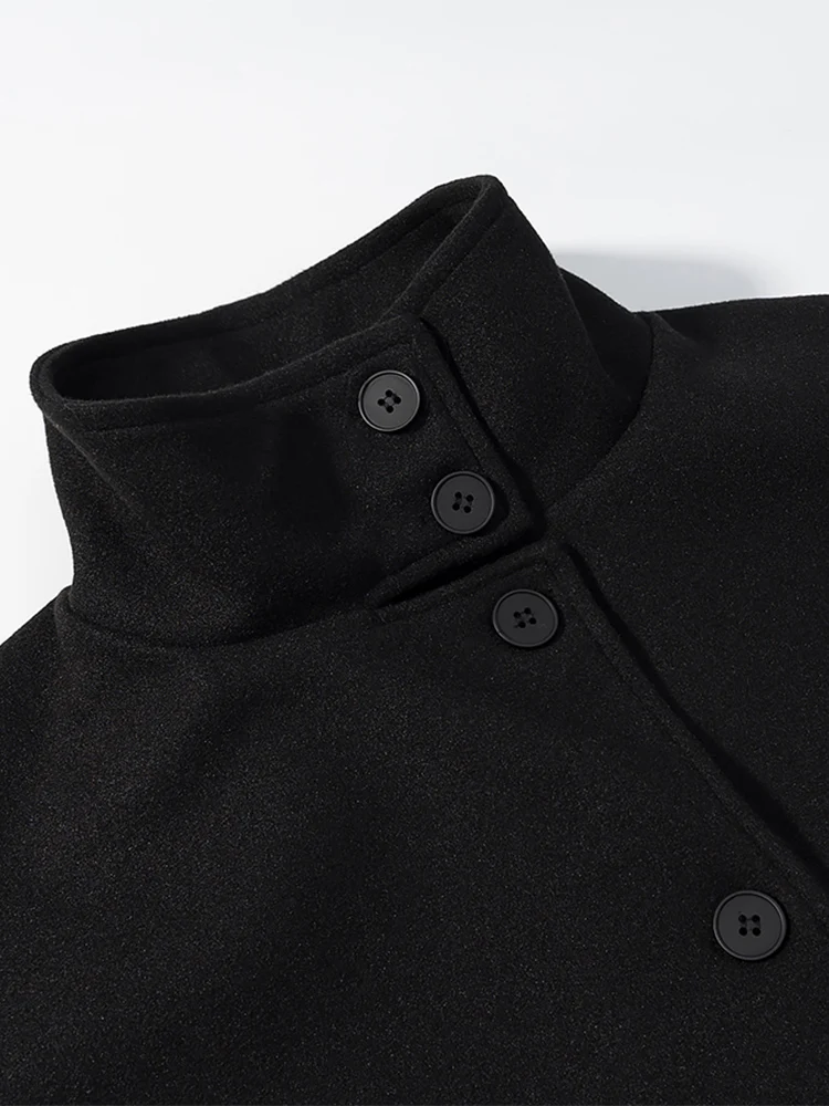 النمط الأوروبي أزياء المرأة الجديدة مزاجه تنوعا بسيط الوقوف طوق معطف صوفي قصير فضفاض