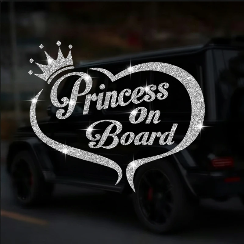 Princess On Board Stickers, Shiny Sticker, Car Sticker, Car Window Decoration, Vinyl Sticker