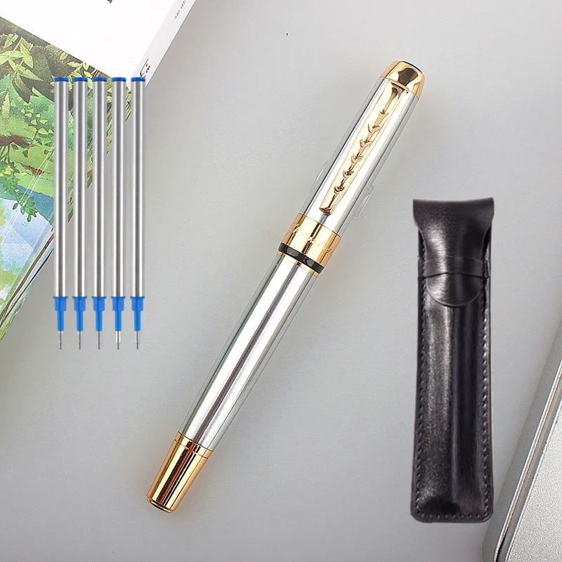 

Hot Selling Brand Metal Roller Ballpoint Pen Business Men Signature Writing Pen 5 refill 1PU bag Gift