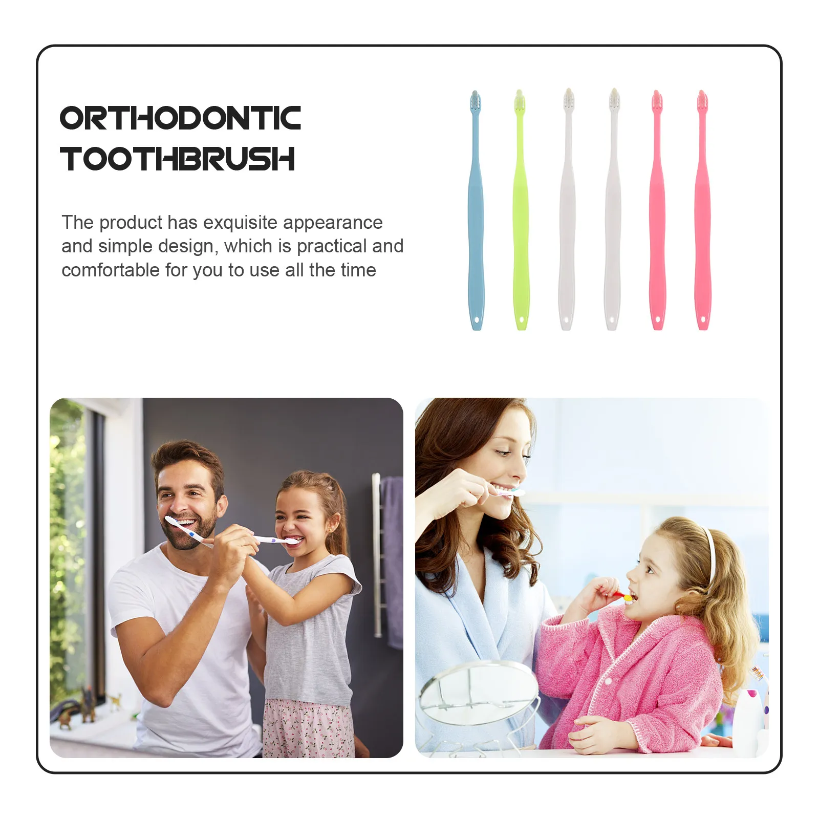6Pcs Interspace Toothbrushes Orthodontic Braces Toothbrush Exquisite Design Comfortable Grip Deep Cleaning Hard-to-Reach Areas