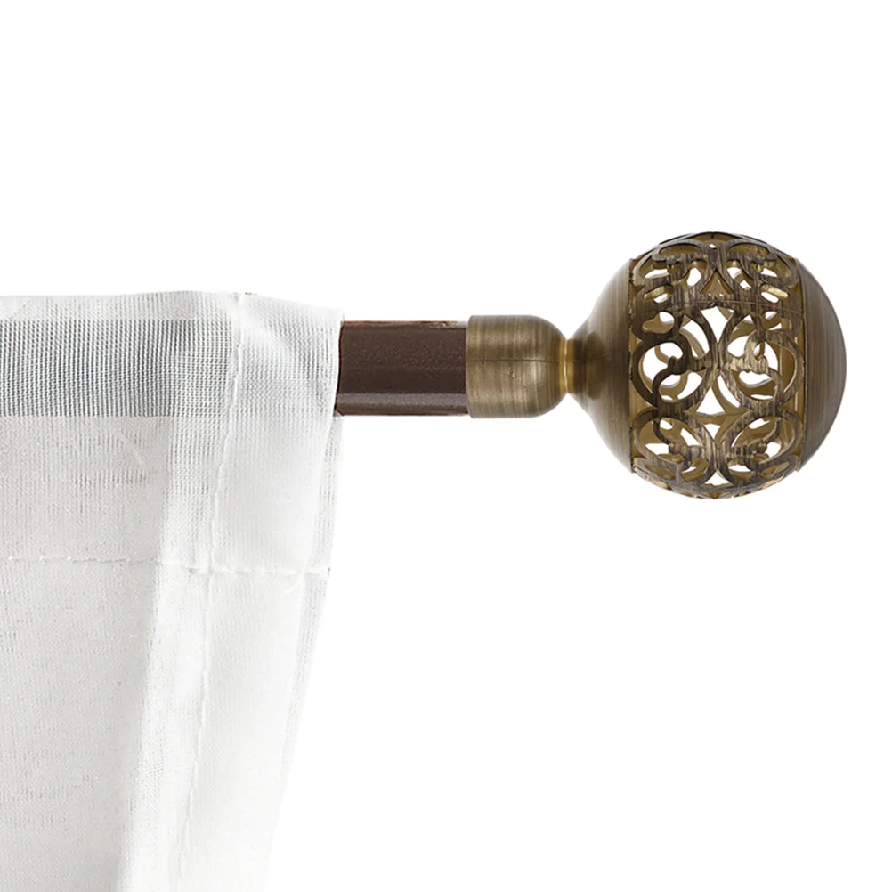 

4 Pcs Curtain Decorative Heads Vintage Pole Ends ABS Wear Resistant Caps Window Accessories Stylish Black Look Easy Installation