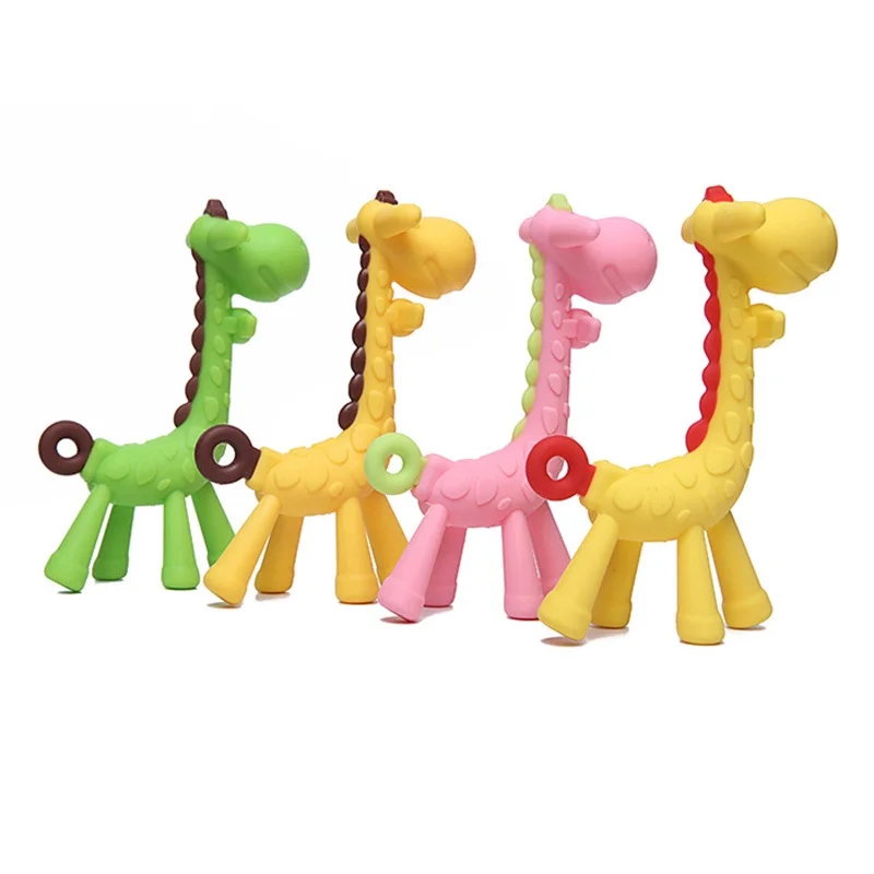 0-1Years Baby Silicone Teether Animal Giraffe Shape Baby Infant Dental Care Teeth Nursing Toddler Toys