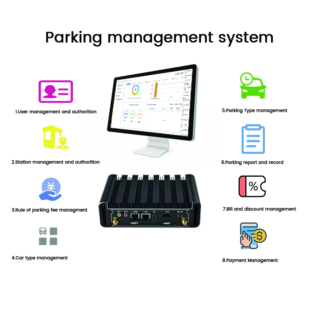 قارئ UHF RFID طويل المدى لإدارة المركبات ABS 860-960 ميجا هرتز متوافق مع قارئ بطاقات التحكم في الوصول بمدى 0-20 متر