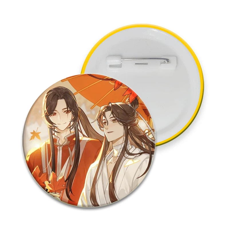 Heaven Official's Blessing Brooch on Backpack, Handmade Round Brooches, Cute Hua Cheng Pins, Anime Icon Badges for Clothes