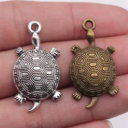 WYSIWYG 4pcs 34x28mm Sea Turtle Pendant Turtle Pendant Antique Silver Color Turtle Pendants Charms