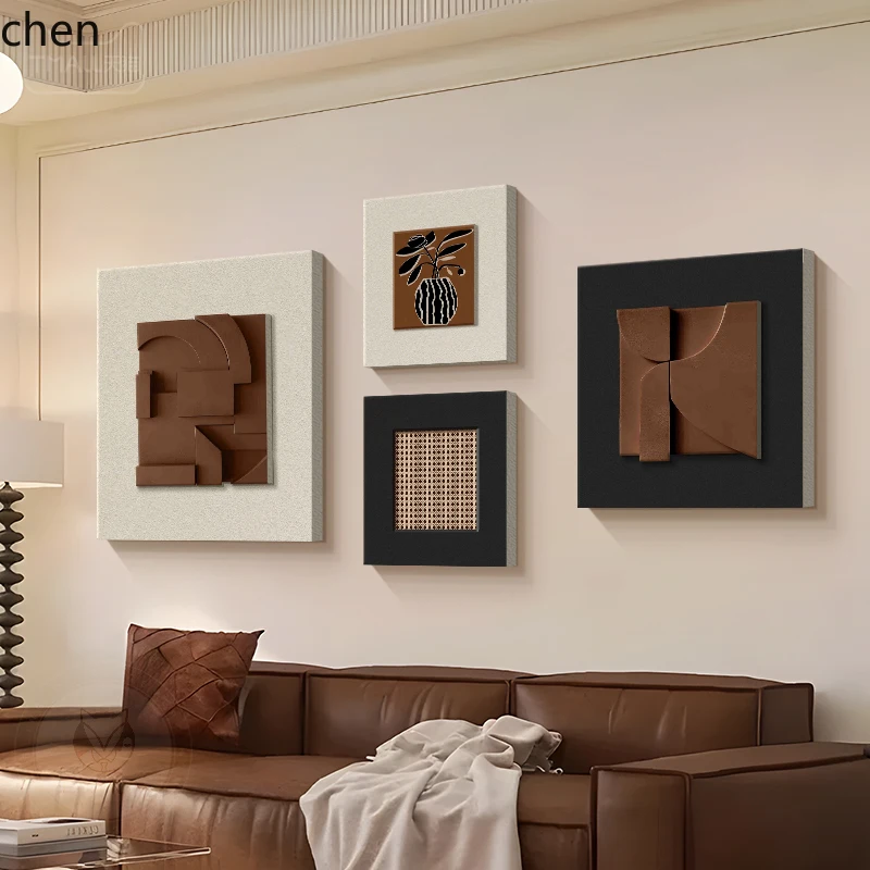 

QZT Living Room Decorative Painting Abstract Three-Dimensional Sofa Background Wall Hanging Art Combination Mural