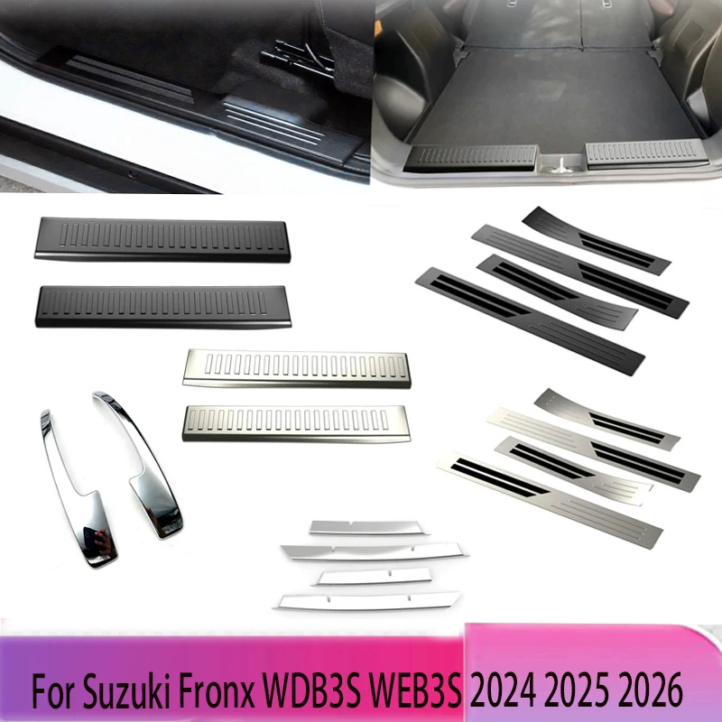 

For Suzuki Fronx WDB3S WEB3S 2024 2025 2026 Stainless Steel Side Door Pedal Scuff Protector Rear Bumper Cover Trim Car Styling