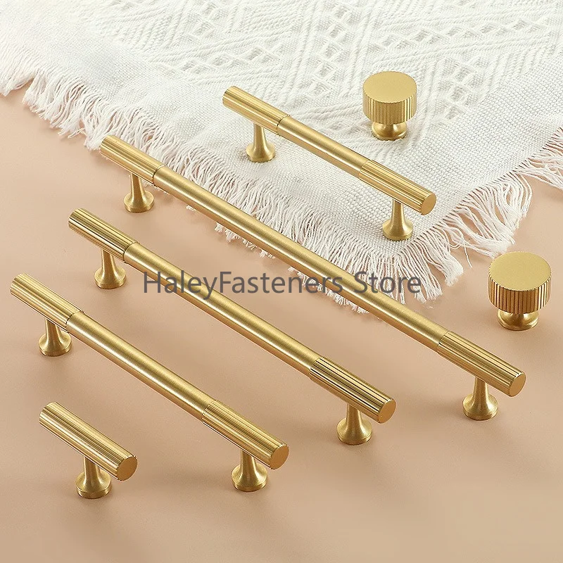 Brass solid handle vertical pattern knurled medieval handle wardrobe shoe cabinet cabinet surface mounted single hole