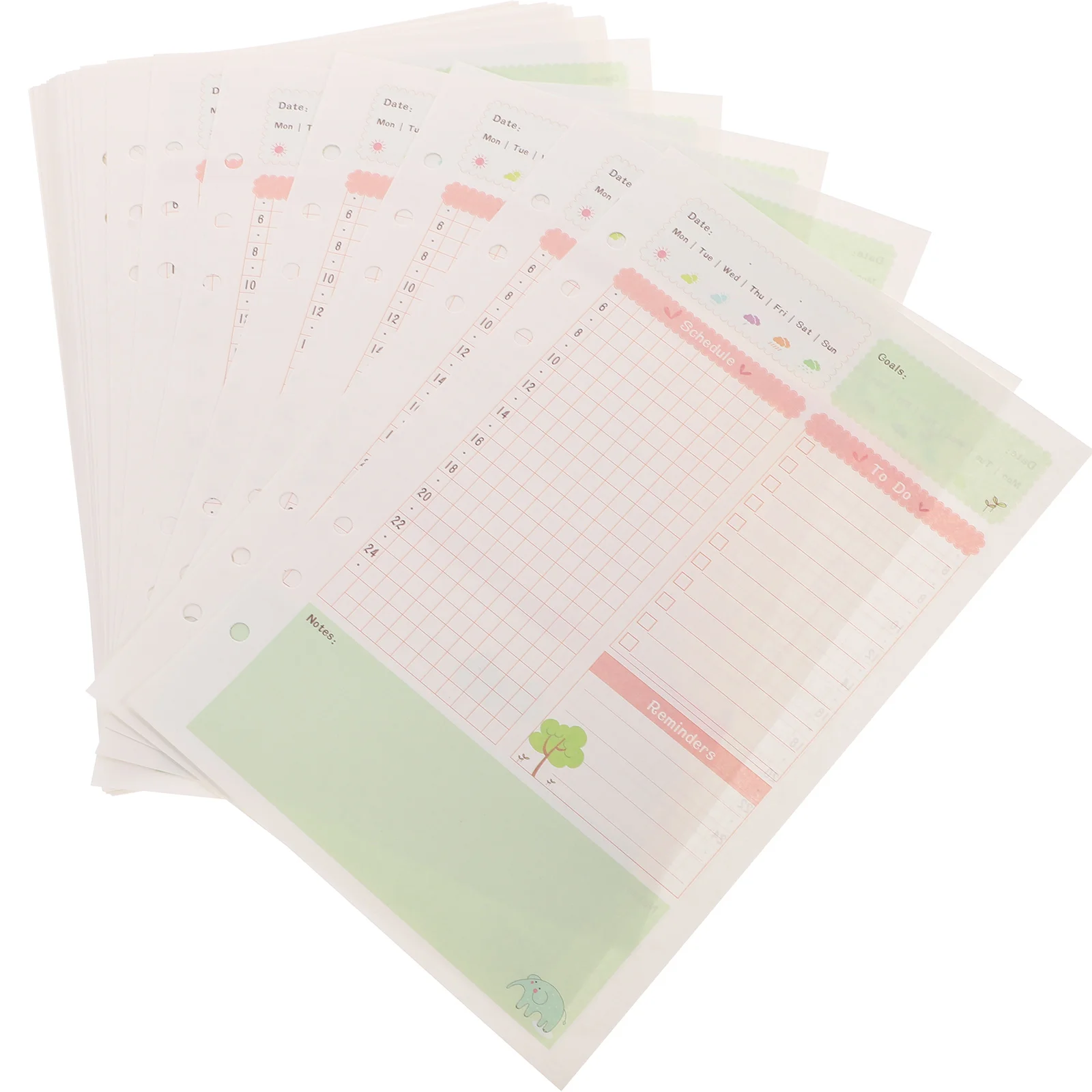 Spiral Accessories A5 Notebook One Page Per Day Refill 6 Ring Planner Paper Refills Holes