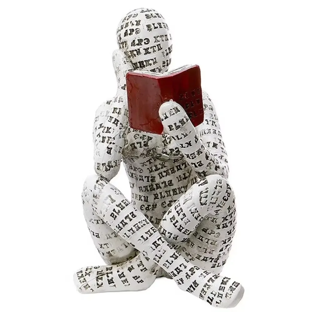 Pulp Reading Men Thinker Statue Aesthetic Sculpture Room Decor Modern Abstract Decoration on Shelf Desk for Living Room Office