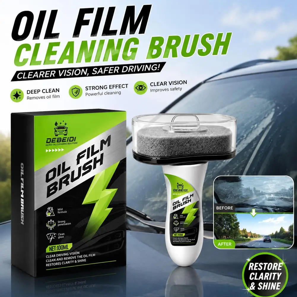 Automotive Oil Film Cleaning Brush, Car Glass Oil Film Cleaner, Window oil film Cleaner brushglass cleaning wiper, Anti-Rain Fog