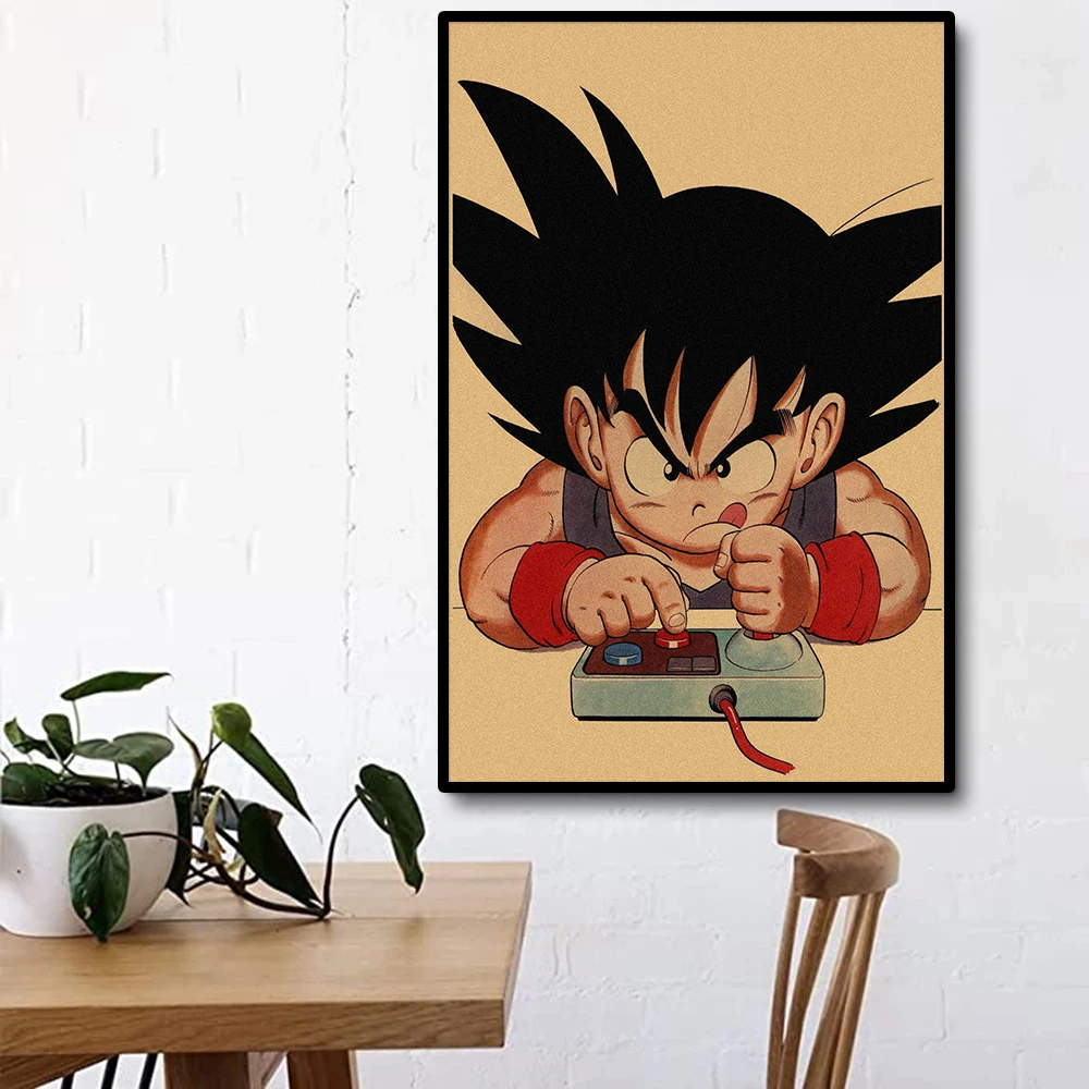 Affiche sur toile, dessin animé japonais, rétro Dragon Ball, Goku, Gohan, Vegeta, Piccolo Friza, peinture murale, cadeau pour enfants