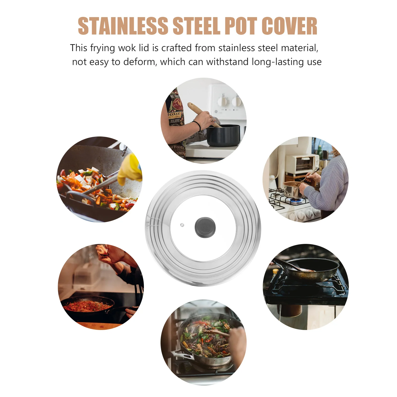 

Visible Glass Pot Cover Heavy Duty Shockproof Lid for Frying Pan Cooking Pot Multi Function Fresh Keeping Seal