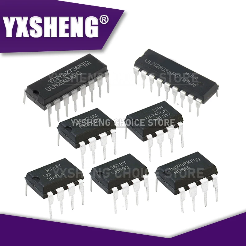 10Pieces NE555P DIP8 DIP Integrated Circuit IC NE5532 LM324N LM393P UA741CN LM358P LM386 ULN2803APG ULN2003APG DIP14 DIP16 DIP18