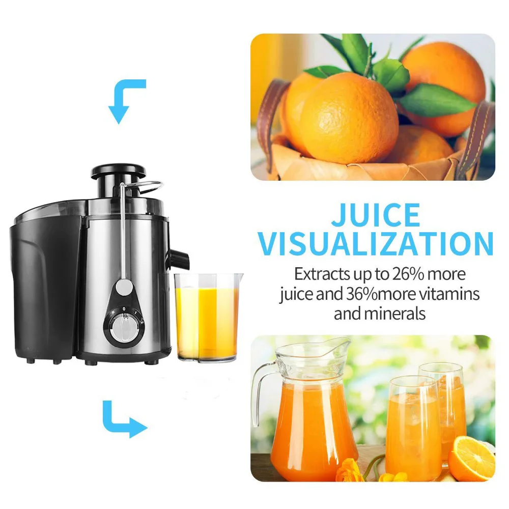 Commercial Juicer เครื่องปั่นไฟฟ้าในครัวเรือน Juicer Ultra-quiet อัตโนมัติเครื่องแยกเครื่องคั้นน้ําผลไม้