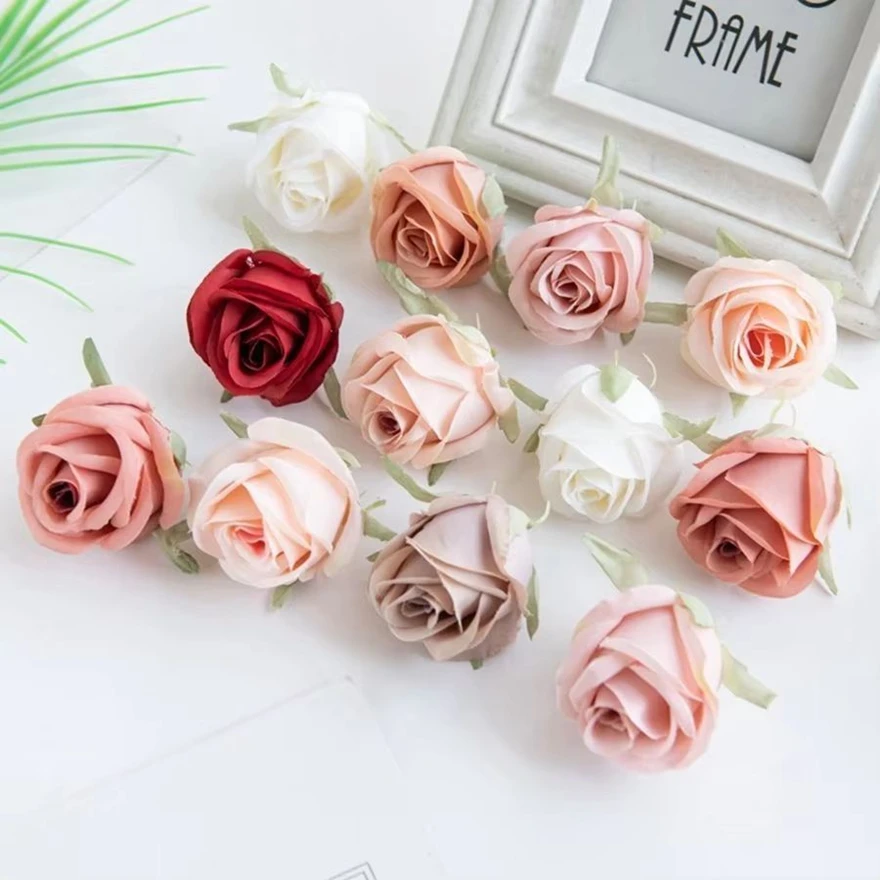 

Artificial Flowers 50/100 Pieces Rose Heads Household Wedding Supply Decoration Home Decor Festival Wreath Silk Cheap Wholesale
