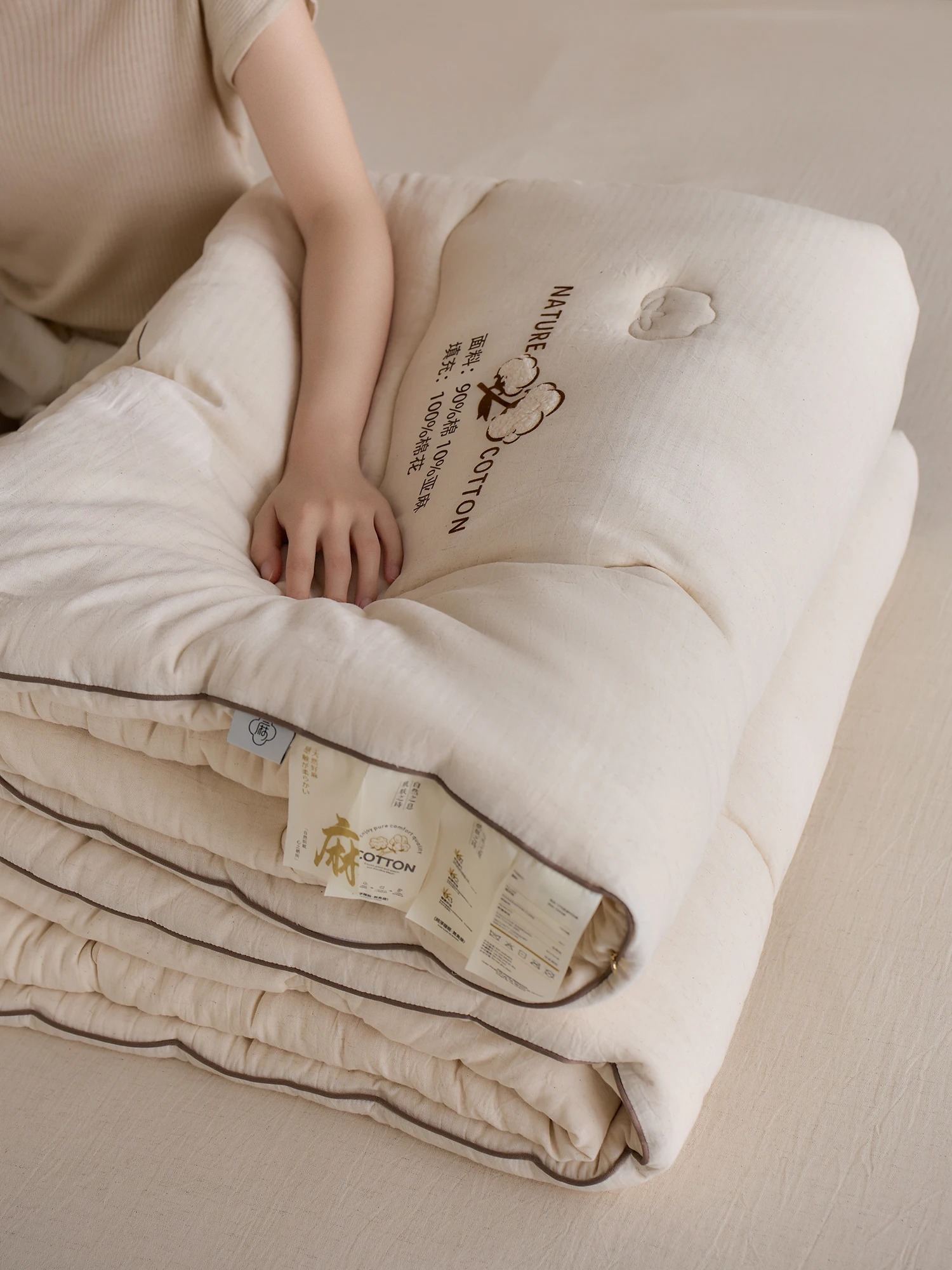 لحاف من الصوف القطني المحيط 2025 مزدوج لحاف من القطن والكتان 00% حشوة من القطن لحاف شتوي للطلاب Dormi #4