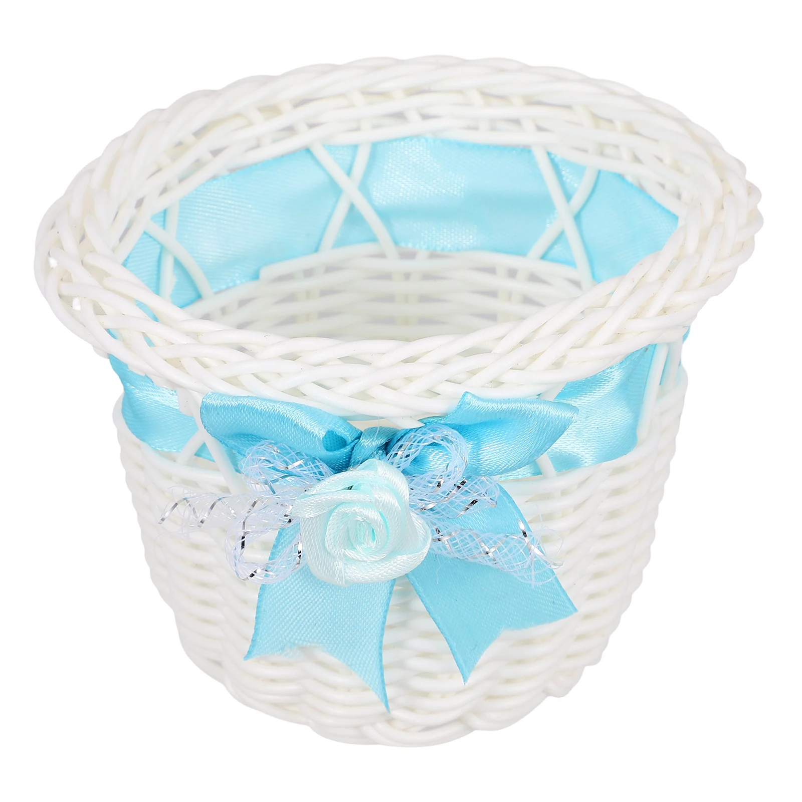 

Mini Blue Rattan Basket for Wedding Party Candy Storage Organizer Dried Fruit Home Decor Small Baskets Lightweight Portable