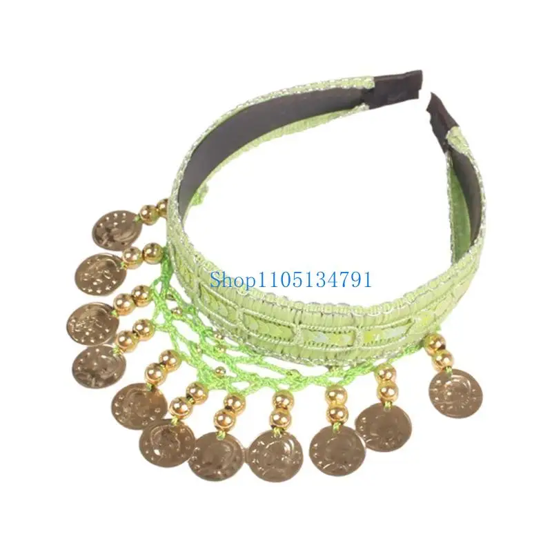 

98-километровая повязка на голову с золотой монетой в этническом стиле, аксессуар для укладки волос с безопасным ношением для