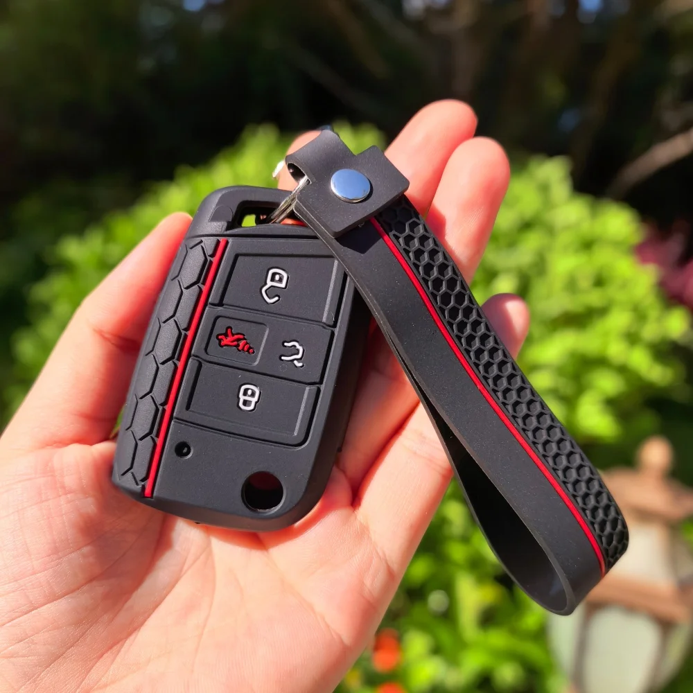 سيليكون المفاتيح مفتاح فوب غطاء ل Volkswagen VW أطلس تيجوان جولف Alltrack SportWagen R Polo E-Golf