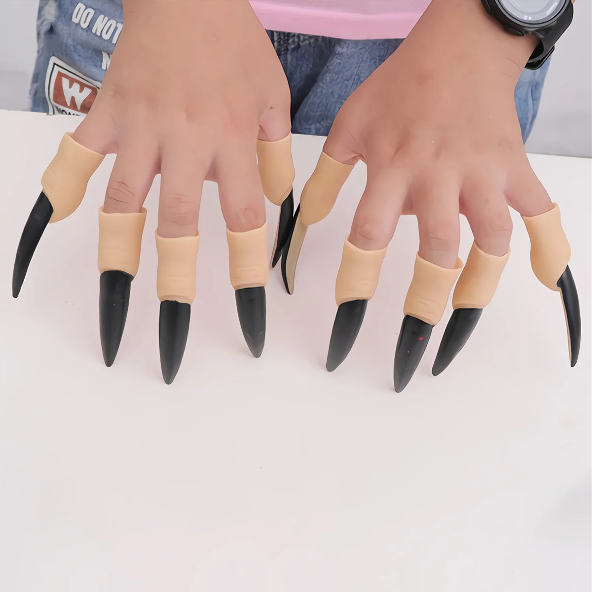 

20 Pcs Claws Cosplay Halloween Nail Set Decor Nails Props Witches Fingers Black