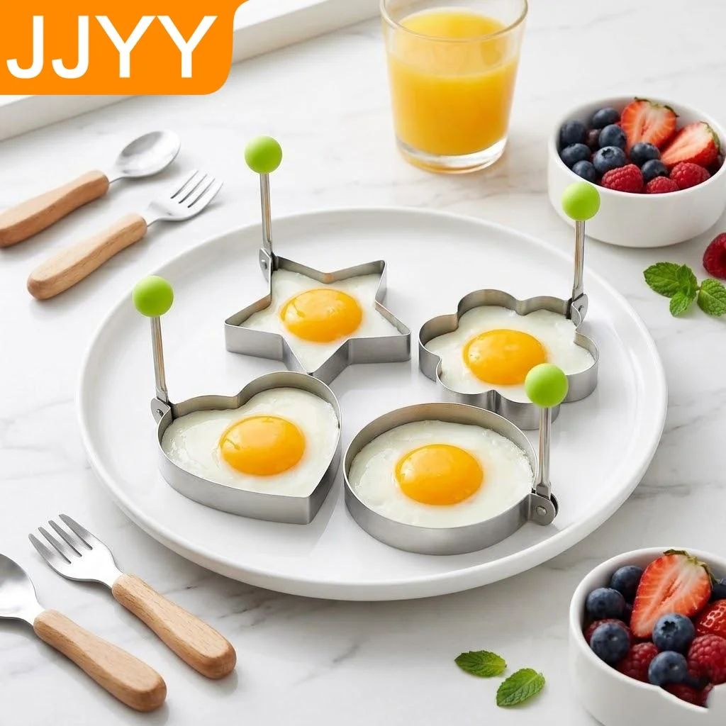 Stainless Steel 4 Style Egg Frying Mold Creative Poaching Tool Kitchenware Cooking Egg Shapes