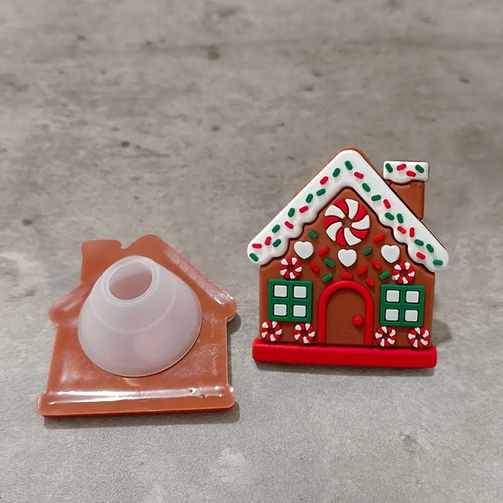 Image of 1/2 Stück Lebkuchenhaus-Form-Weihnachtsknopfabdeckungen, wiederverwendbar, einfach zu installieren, Weihnachtsknopfabdeckungen, Schrank- und Kommodengriffe