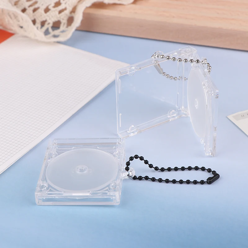 1pcs Blank Album Mini CD Case + CD Keychain For DIY Keychains Backpack Hanging Decor Chain/Clip