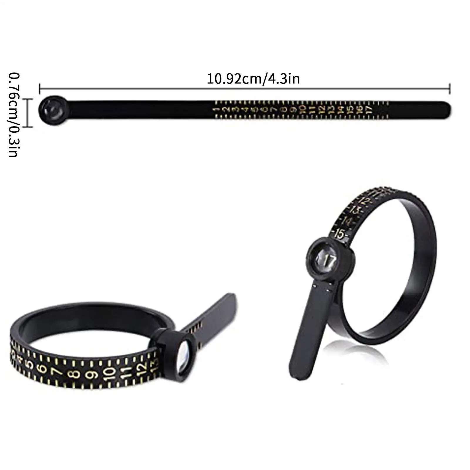 Измерительная лента для колец с увеличительным стеклом, регулируемый фильтр размера кольца на палец, измерительный инструмент для колец, ювелирный аксессуар