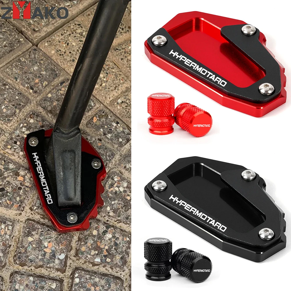 

2025 For Ducati Hypermotard 950 950SP Hypermotard 698 796 821 939 CNC Motorcycle Kickstand Side Stand Extension Pad Tire Caps