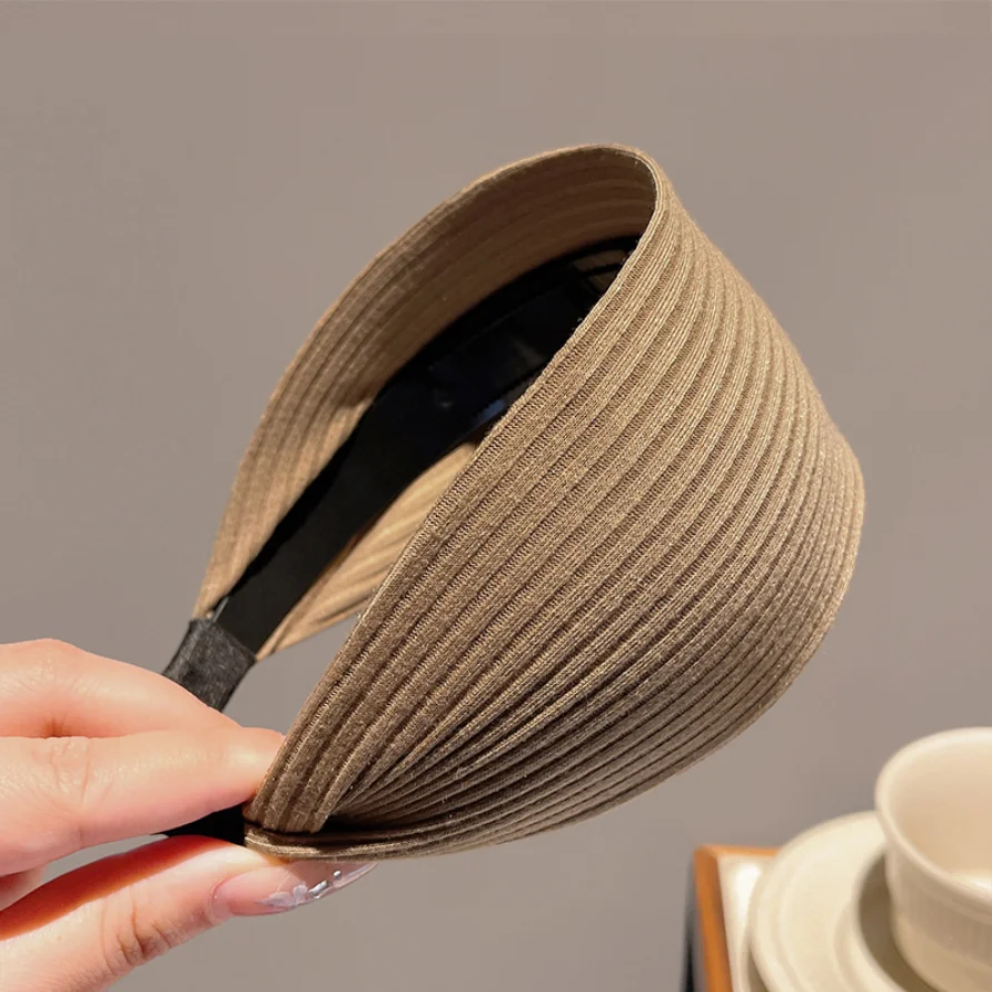 Rutschfestes Stirnband mit breiter Krempe für Damen, kurzes Haar, einfache Haarspangenabdeckung, graues Haar, modisches Temperament, Haardruck-Kopfbedeckung – Detail 10