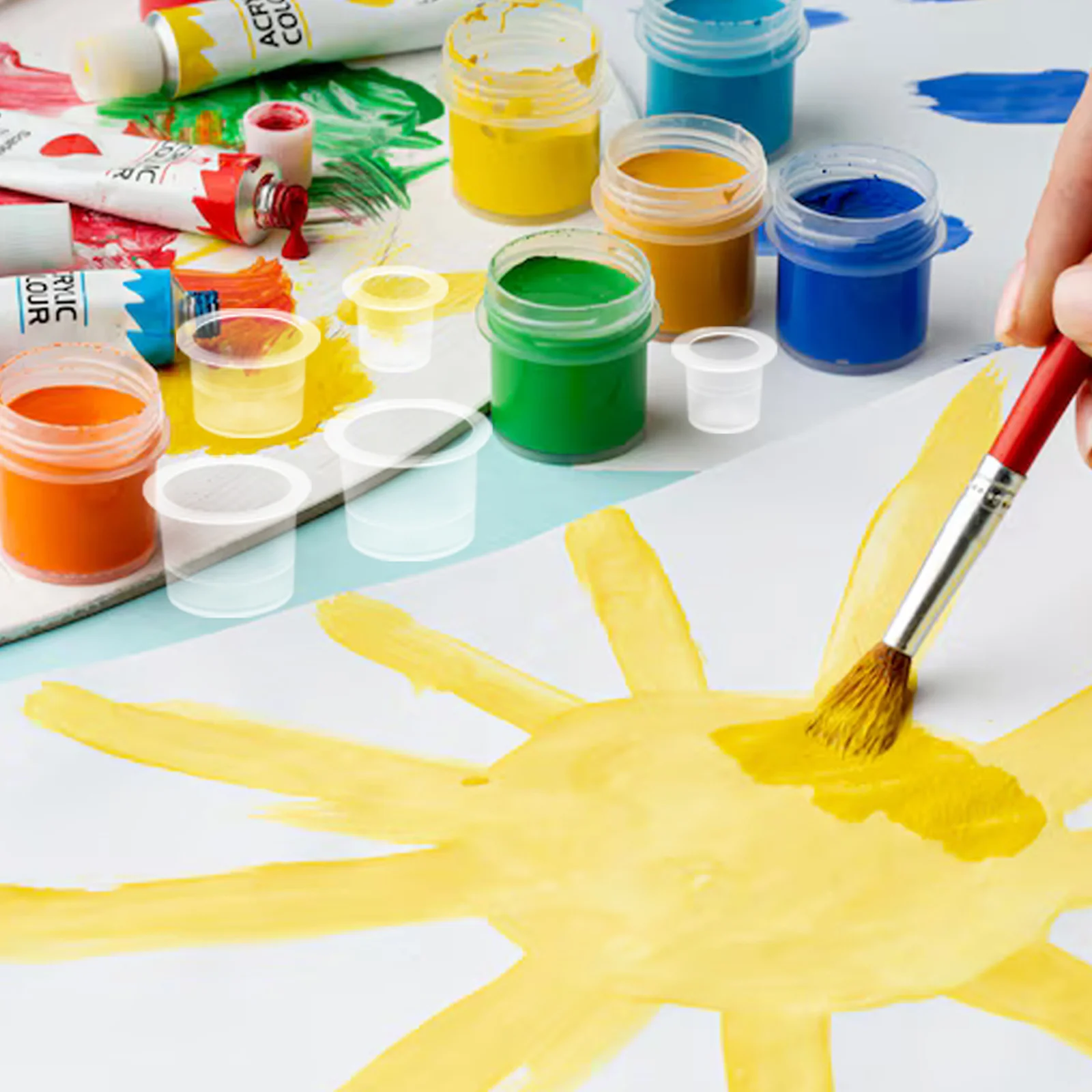 300 قطعة أكواب خلط الطلاء البلاستيكية الشفافة واسعة الفم مانعة للتسرب لوحة أكواب لمستلزمات الرسم بالألوان المائية الزيتية القماشية #4