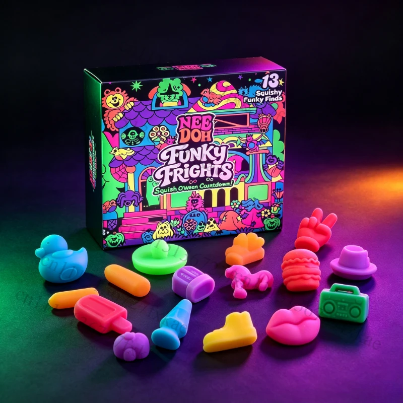 Needoh New Funky Frights Halloween Advent Calendar 13 Days, Spooky Squishy Slow Rise Stress Relief Toys Countdown Gift Box