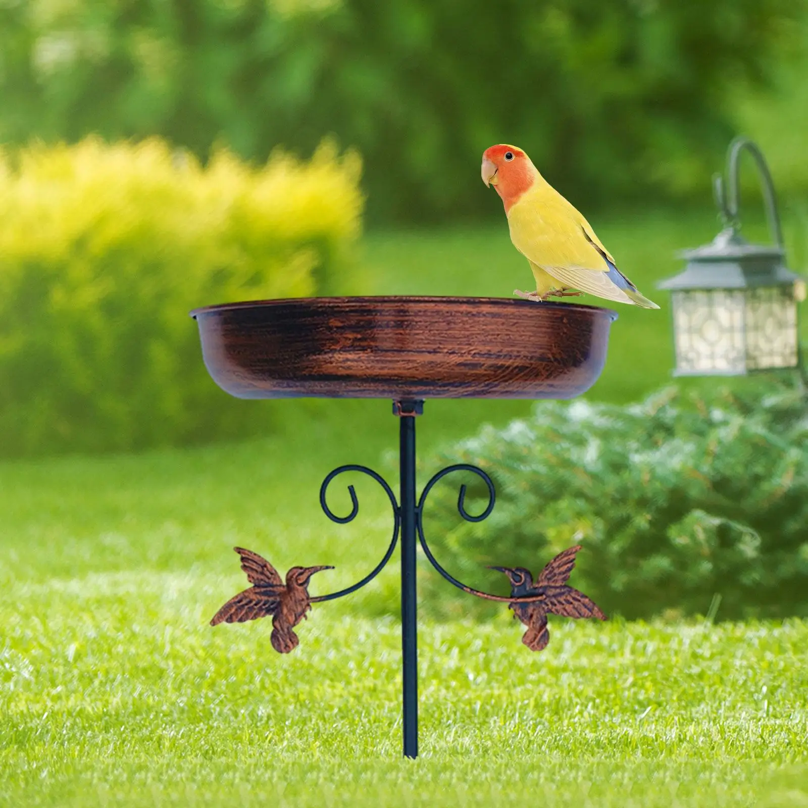

Iron Standing Bird Feeder Birdbath 25x79cm for Nature Lovers Simple Assembly