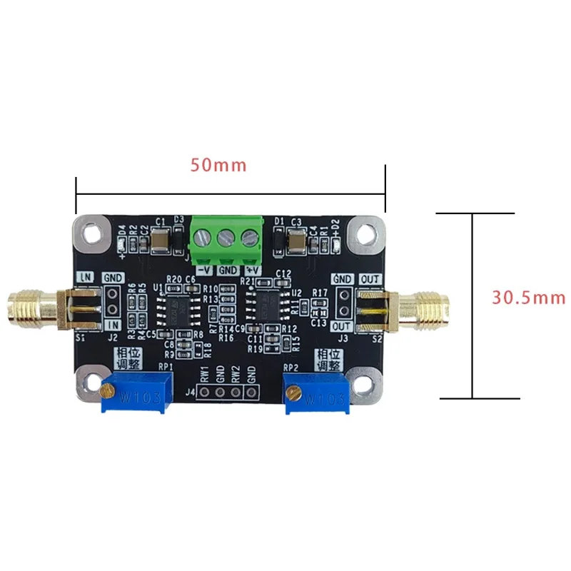 Analog Adjustable Phase Shifter Amplifier Module 0-350 Degree Phase Shift Circuit Board Dual Potentiometer 1Vpp Sine Wave