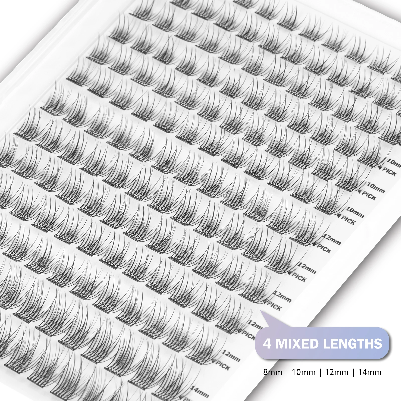 WONSIS 156pcs Self Adhesive Lash Clusters, No Glue Needed Natural Wispy False Eyelashes with Tweezers, Clear Band Lashes, Lightweight Soft Comfortable Reusable Lash Extensions for Beginners, Natural Eye Enlargement for Daily Makeup