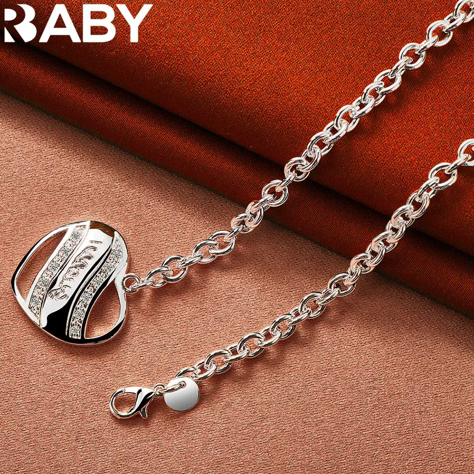 

URBABY 925 Sterling Silver 45cm Zircons Heart Necklace For Women Anniversary Gift Popular Wild Fashion Romantic Jewelry