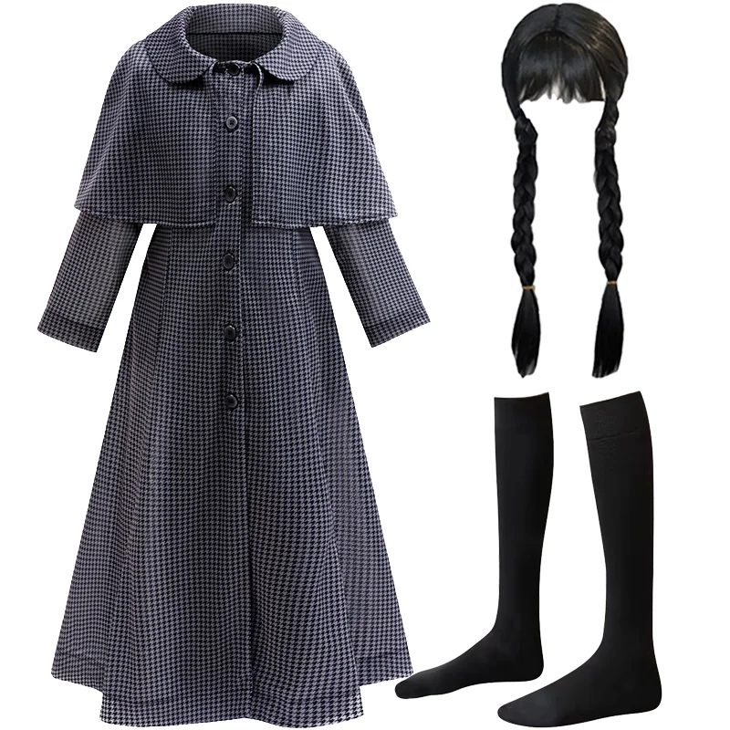 

Halloween performance trench coat cosplay dress up woolen coat Halloween costume for girls aged 3-10