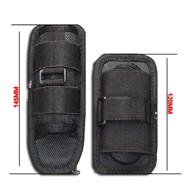 Tactical Flashlight Pouch Holster Rotatable Flashlight Flashlight Pouch Belt Torch Bag w/ 360 Degree Carabiner Reel Clip