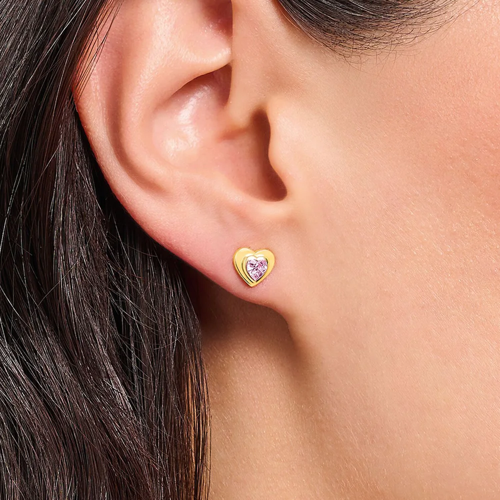 

Golden Stud Earrings Love Heart,Europe Style Glam Fine Jewerly For Women Romantic Gift In 925 Sterling Silver Super Deals