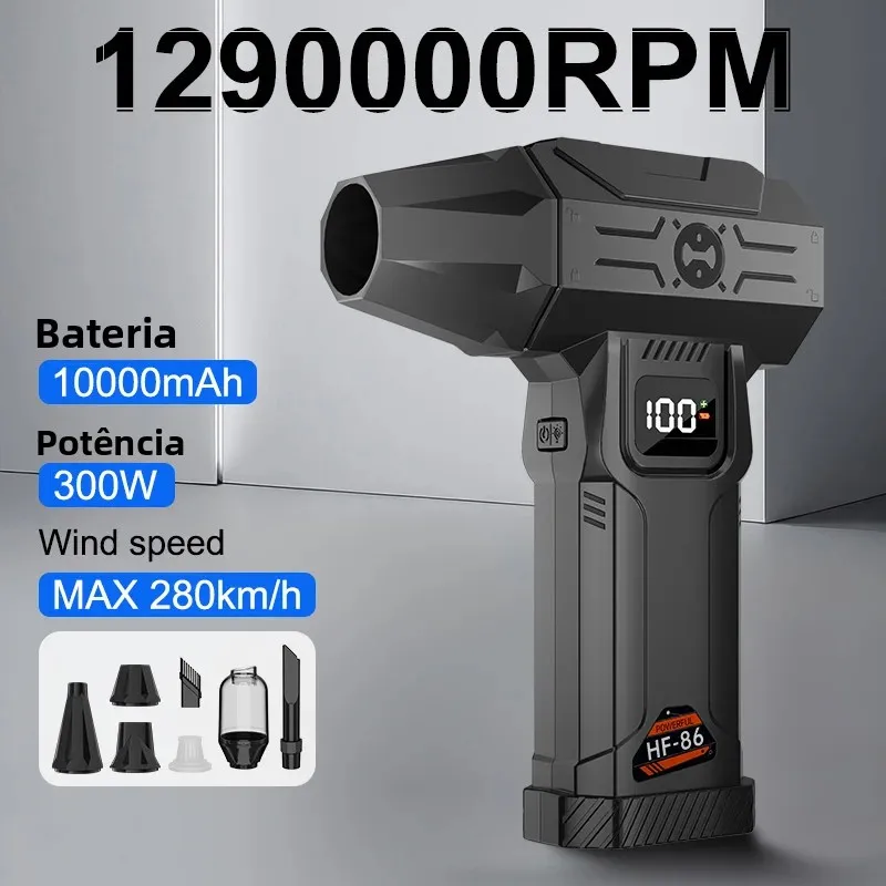 Ventilador Turbo Poderoso HFX-05, Motor Sem Escovas com Pressão de Choque de 700g, Aspirador de Pó Portátil, Coletor de Poeira a Ar Comprimido Sem Fio