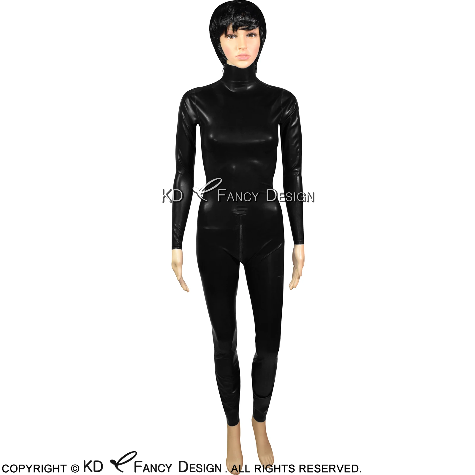 Jade Green Sexy Latex Catsuit Shoulder Zippers Crotch Zip Rubber Jumpsuit Body Suit Bodysuit Zentai Overall Jumpsuit Romper 110 view 2
