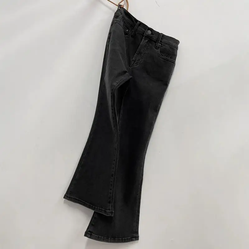 Dave&di Summer Jeans Minimalist High Waisted Carbon Gray Slim Fit Cropped Jeans Women's Denim Pants  Flared Jeans For Women 2026