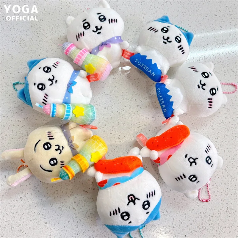 Kawaii Chiikawas gantungan kunci mewah, gantungan kunci hashiware Mount Fuji seri Plushtoy Anime kartun figur gantungan kunci liontin ornamen Ornament