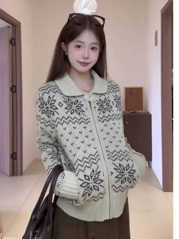 

Trendy Women's Soft Sle Knitted Sweater Zipper Collar Embroidered Winter New Arrival High End Top Korean Sle Long Sve