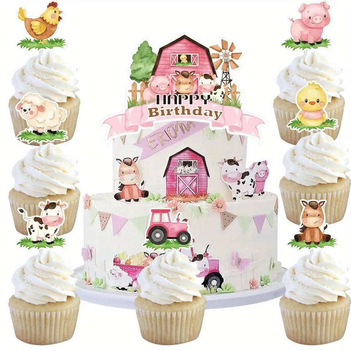 22 Stücke Bauernhof Tier Kuchen Topper Cartoon Schafe/Schwein/Kuh Topper Für Ackerland Alles Gute Zum Geburtstag Feiern Party DIY Cupcake Liefert